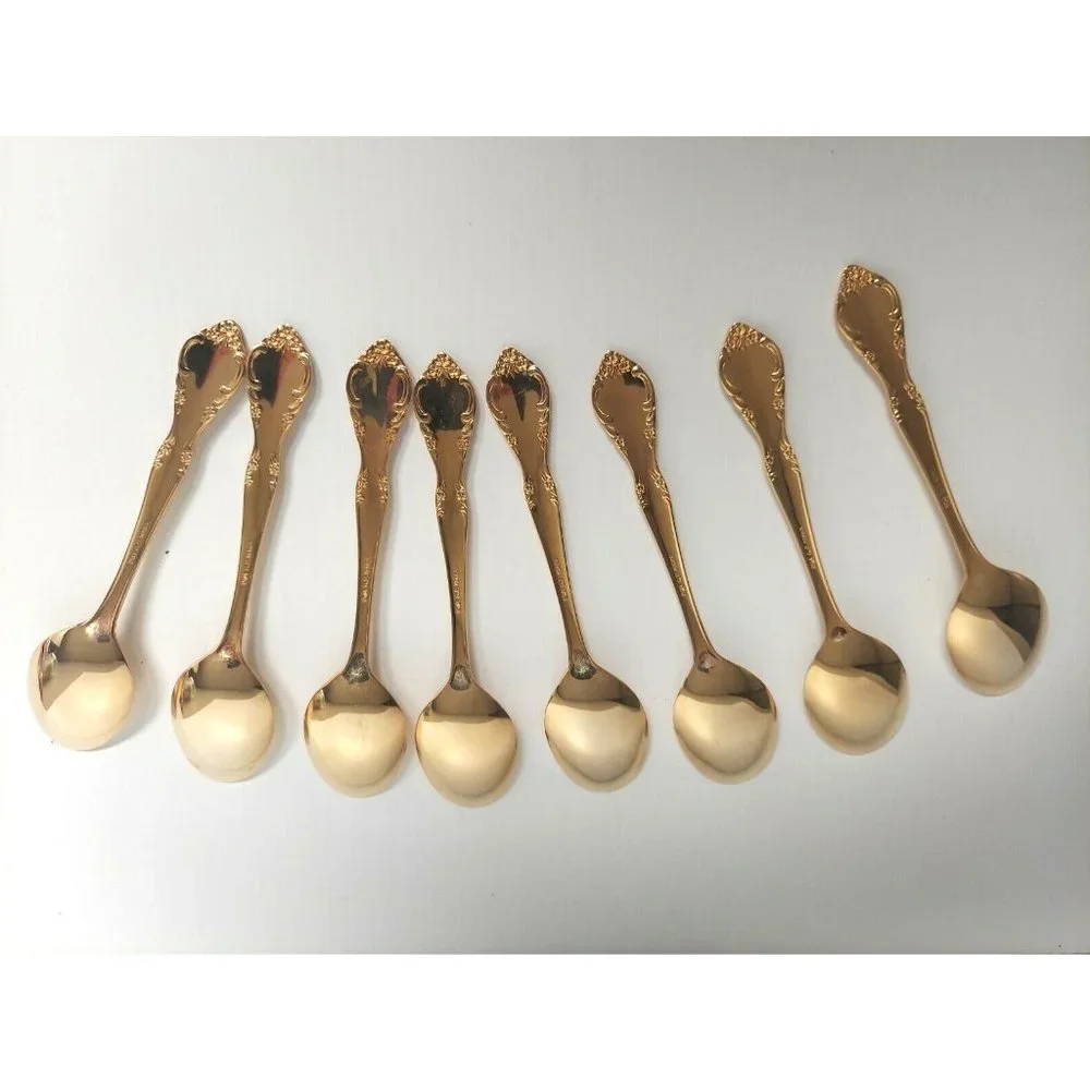 Lot‎ of 8 Estia Golden Cascade Plated Electroplate Korea Teaspoons
